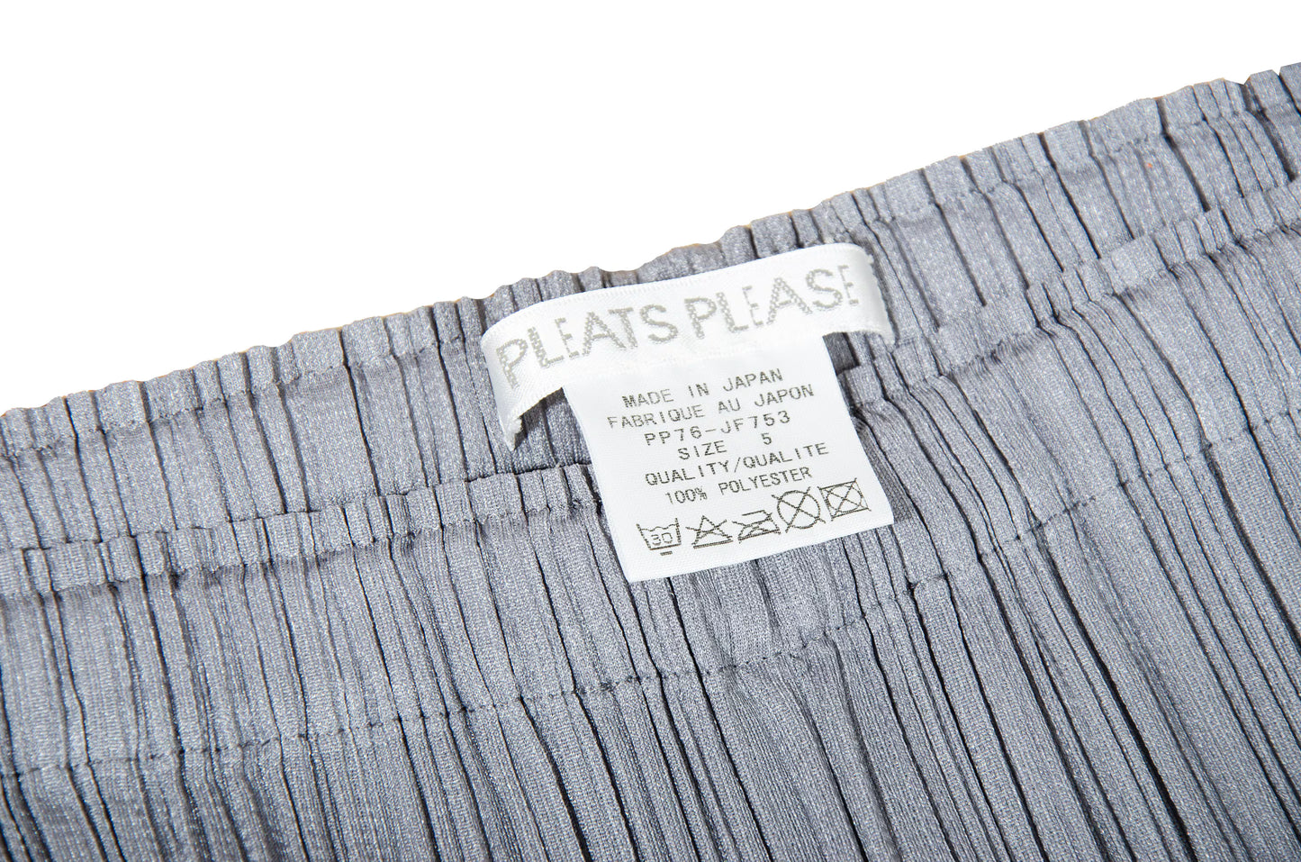 Issey Miyake Pleats Please wide leg light grey pants / Pleats Please folded waist large leg trousers / Made in Japan