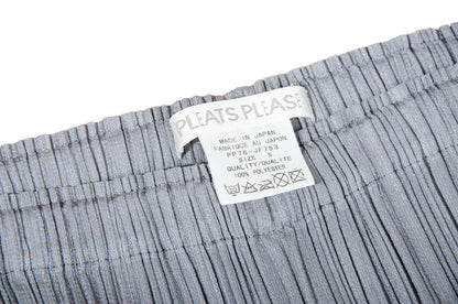 Issey Miyake Pleats Please wide leg light grey pants / Pleats Please folded waist large leg trousers / Made in Japan