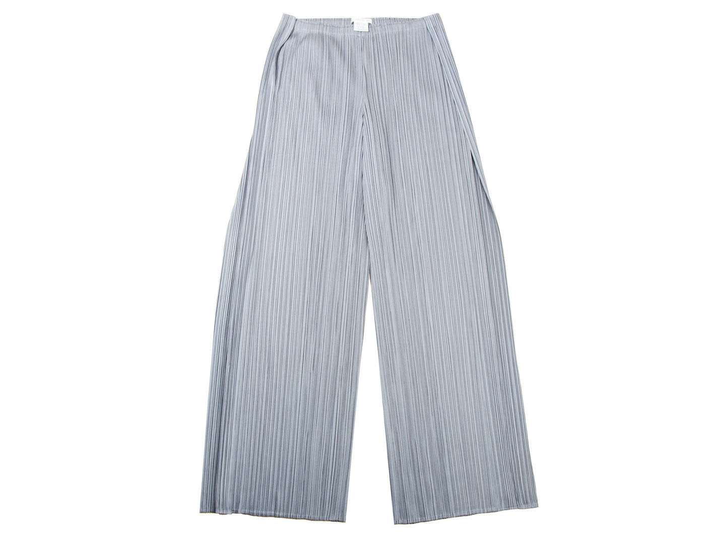 Issey Miyake Pleats Please wide leg light grey pants / Pleats Please folded waist large leg trousers / Made in Japan