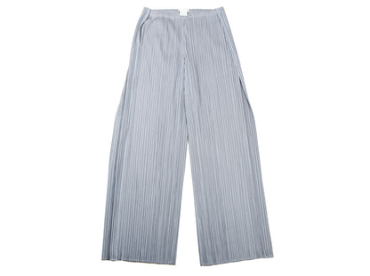 Issey Miyake Pleats Please wide leg light grey pants / Pleats Please folded waist large leg trousers / Made in Japan