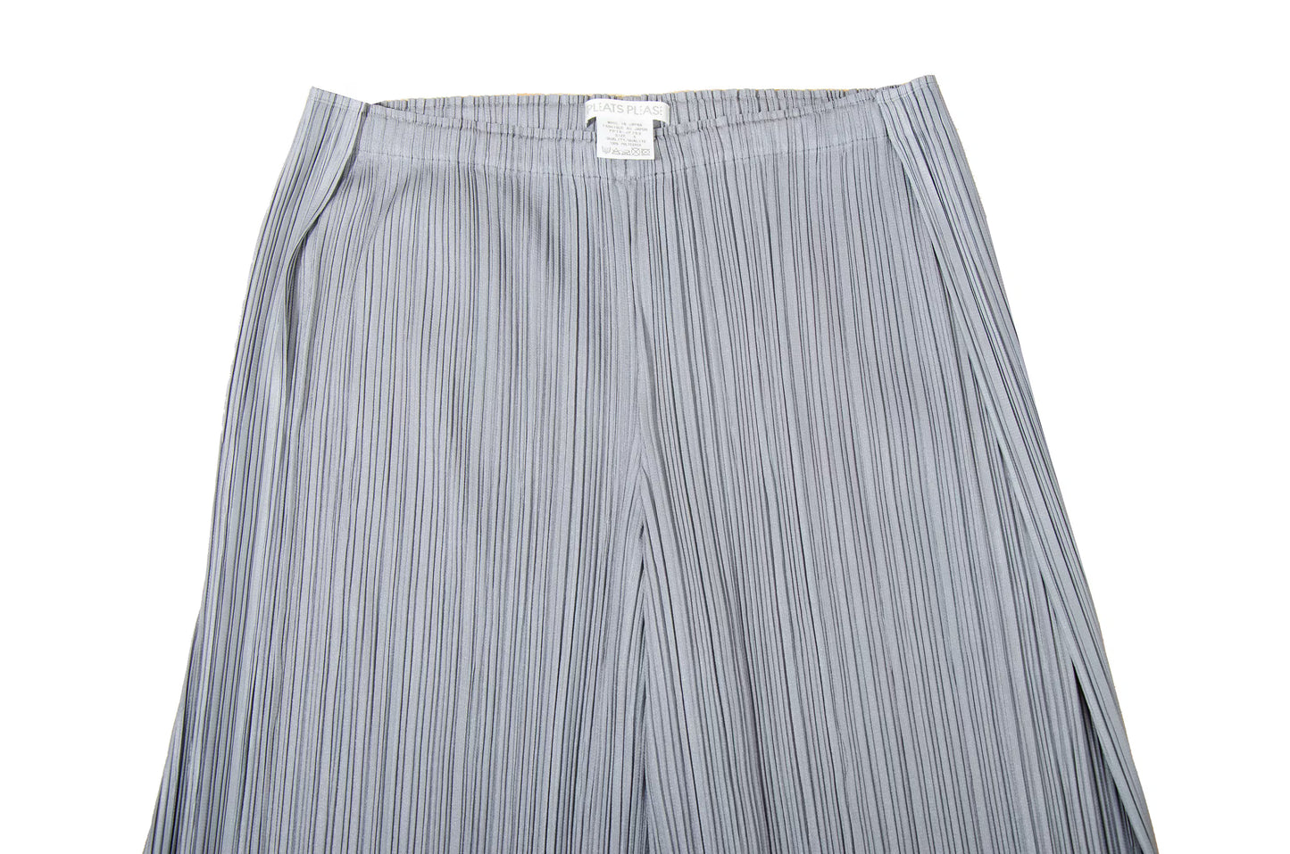 Issey Miyake Pleats Please wide leg light grey pants / Pleats Please folded waist large leg trousers / Made in Japan