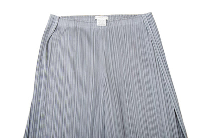 Issey Miyake Pleats Please wide leg light grey pants / Pleats Please folded waist large leg trousers / Made in Japan