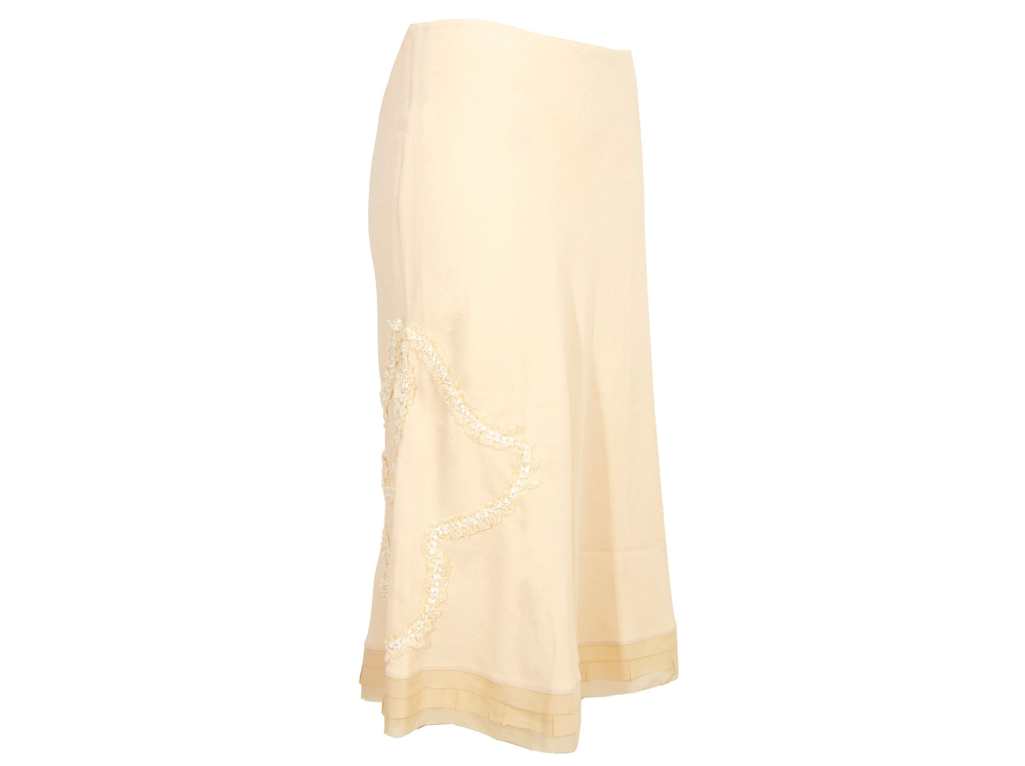 90s Prada silk slip skirt / 1990s vintage Prada pure silk crepe buttery yellow midi skirt / Made in Italy