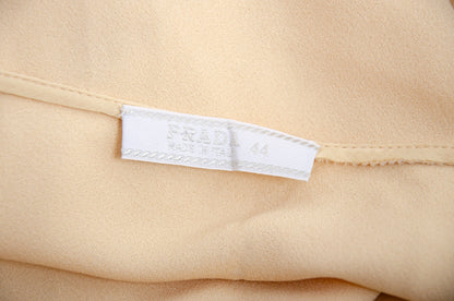 90s Prada silk slip skirt / 1990s vintage Prada pure silk crepe buttery yellow midi skirt / Made in Italy