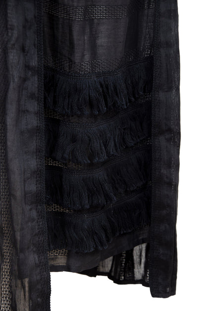 90s Atsuro Tayama black linen sleeveless maxi dress / Made in Japan