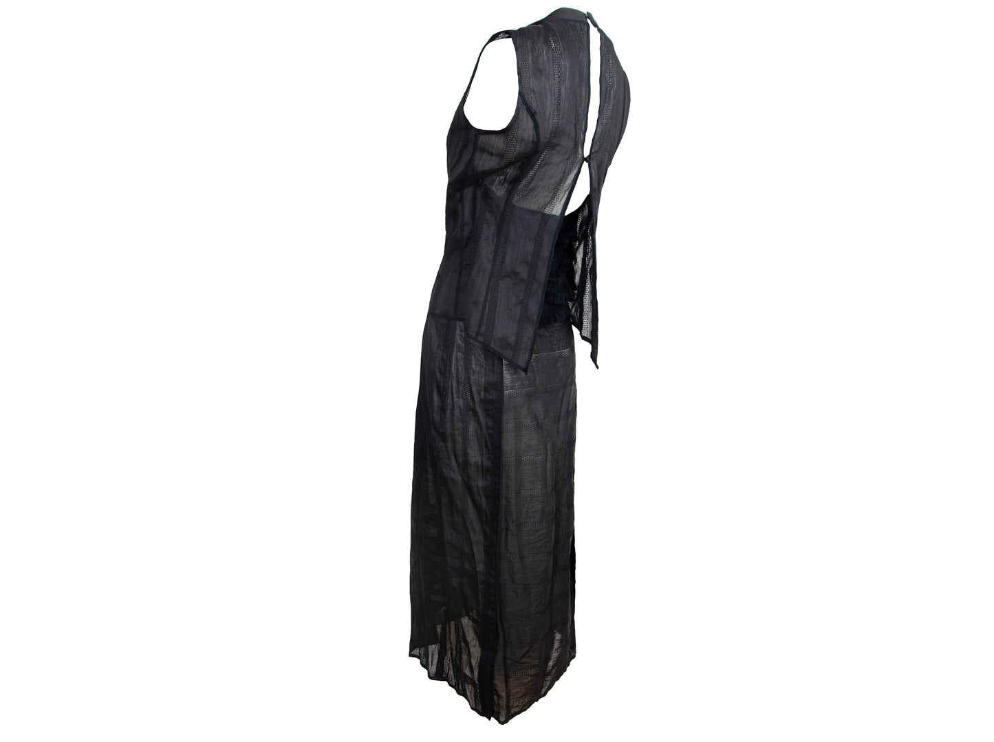 90s Atsuro Tayama black linen sleeveless maxi dress / Made in Japan