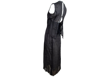 90s Atsuro Tayama black linen sleeveless maxi dress / Made in Japan