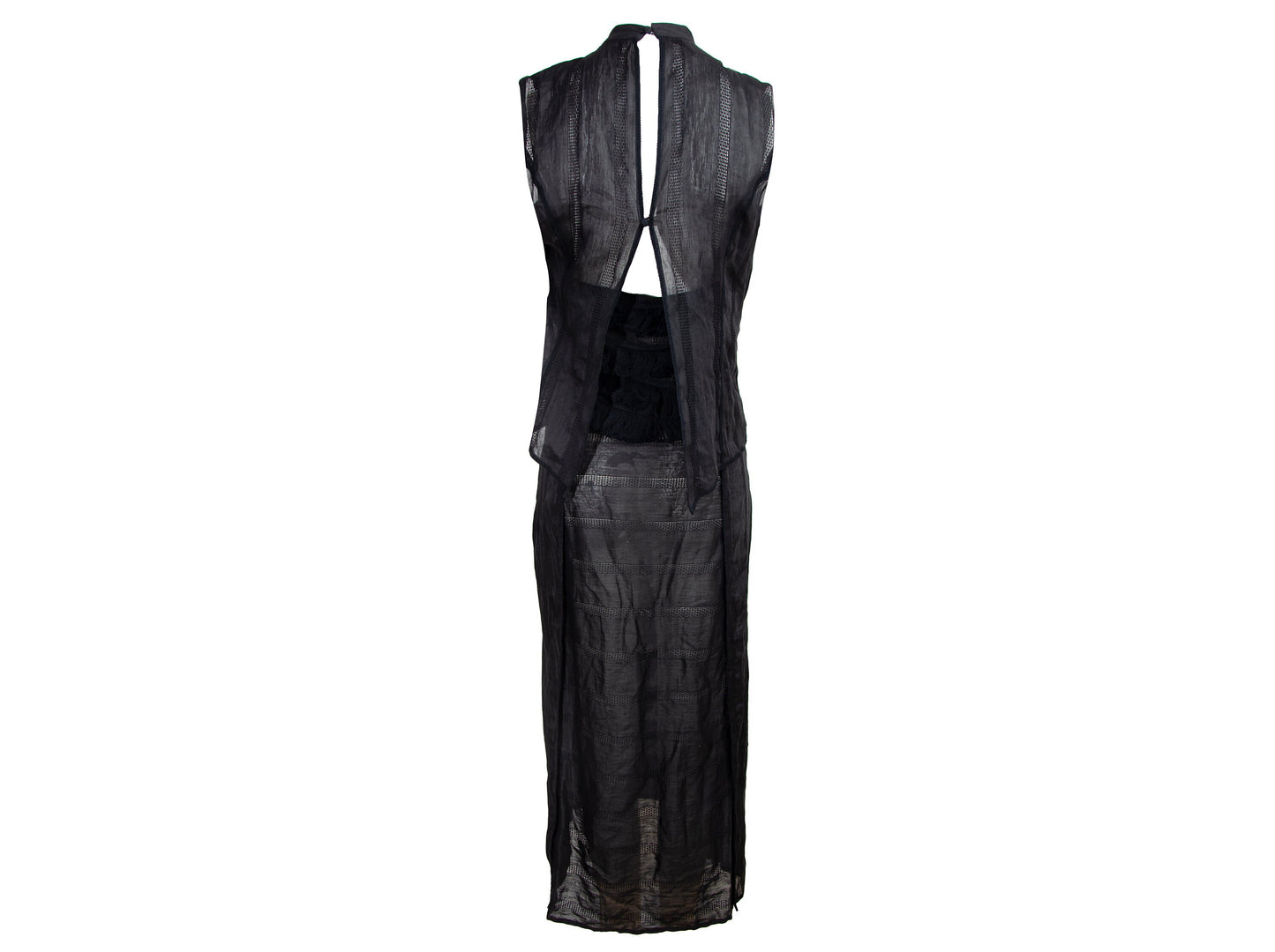 90s Atsuro Tayama black linen sleeveless maxi dress / Made in Japan