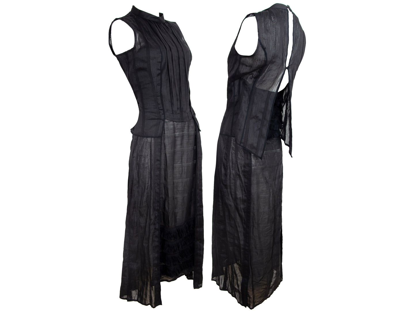 90s Atsuro Tayama black linen sleeveless maxi dress / Made in Japan