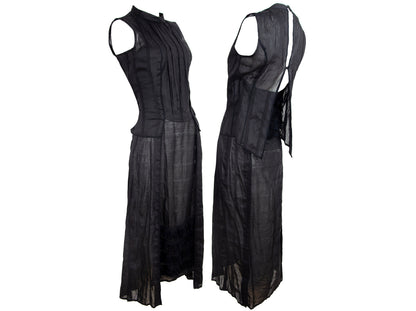 90s Atsuro Tayama black linen sleeveless maxi dress / Made in Japan