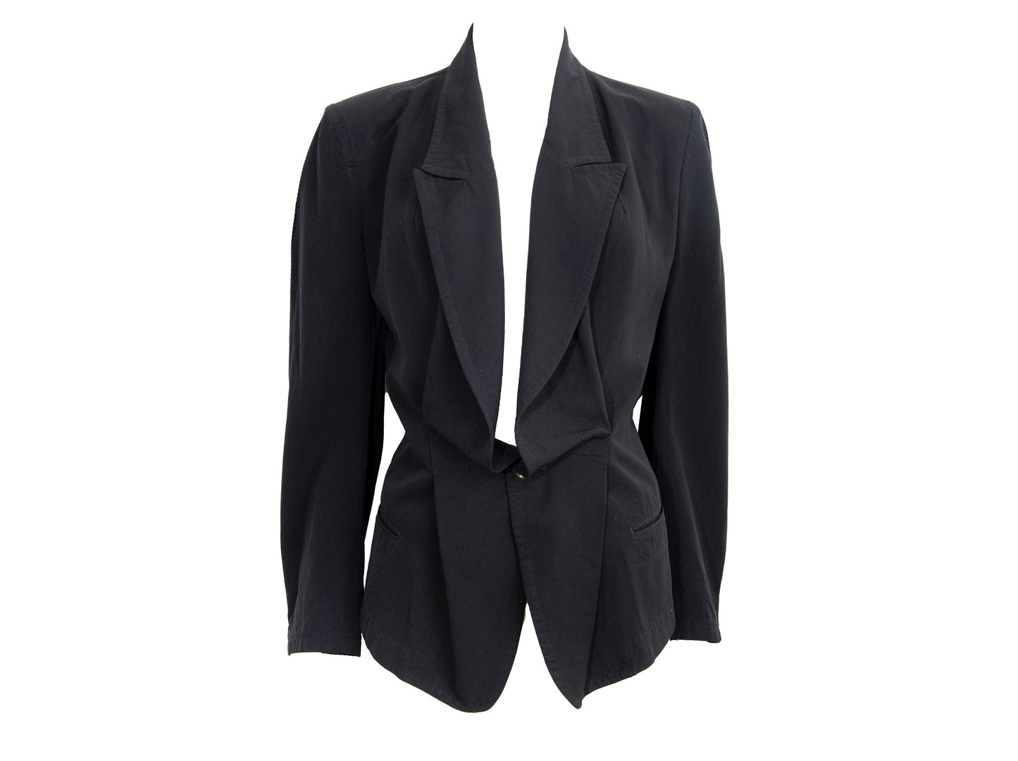 Y's Yohji Yamamoto deformed structured black blazer / Hourglass waist padded shoulders black blazer / Made in Japan
