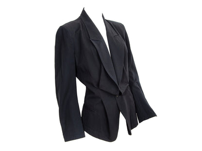 Y's Yohji Yamamoto deformed structured black blazer / Hourglass waist padded shoulders black blazer / Made in Japan