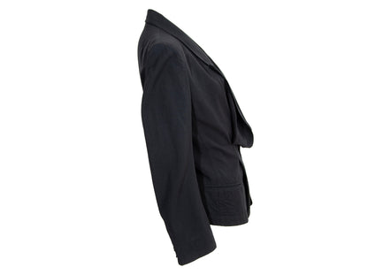 Y's Yohji Yamamoto deformed structured black blazer / Hourglass waist padded shoulders black blazer / Made in Japan