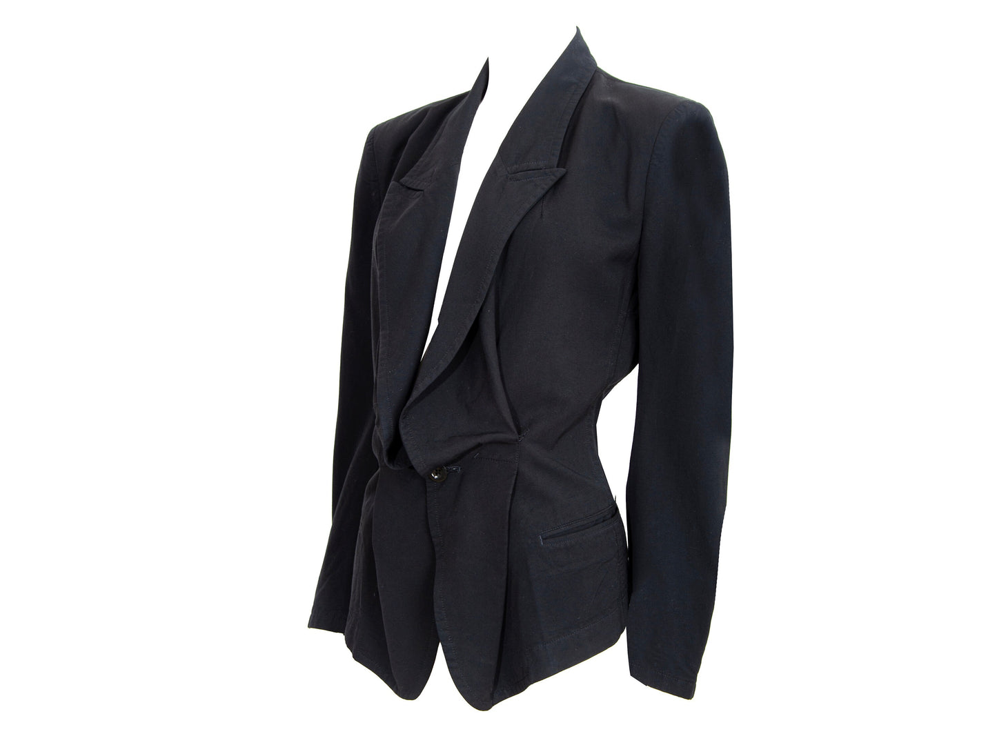 Y's Yohji Yamamoto deformed structured black blazer / Hourglass waist padded shoulders black blazer / Made in Japan