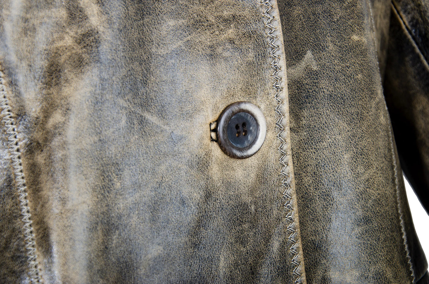 Vintage Roberto Cavalli distressed brown leather midi leather jacket / Made in Italy
