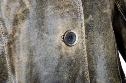 Vintage Roberto Cavalli distressed brown leather midi leather jacket / Made in Italy