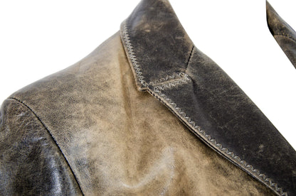 Vintage Roberto Cavalli distressed brown leather midi leather jacket / Made in Italy