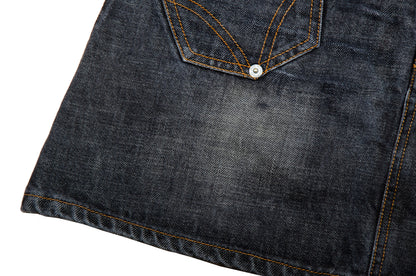 Vintage D&G low waist mini skirt / 2000s Dolce and Gabbana charcoal dark grey denim micro skirt / Made in Italy