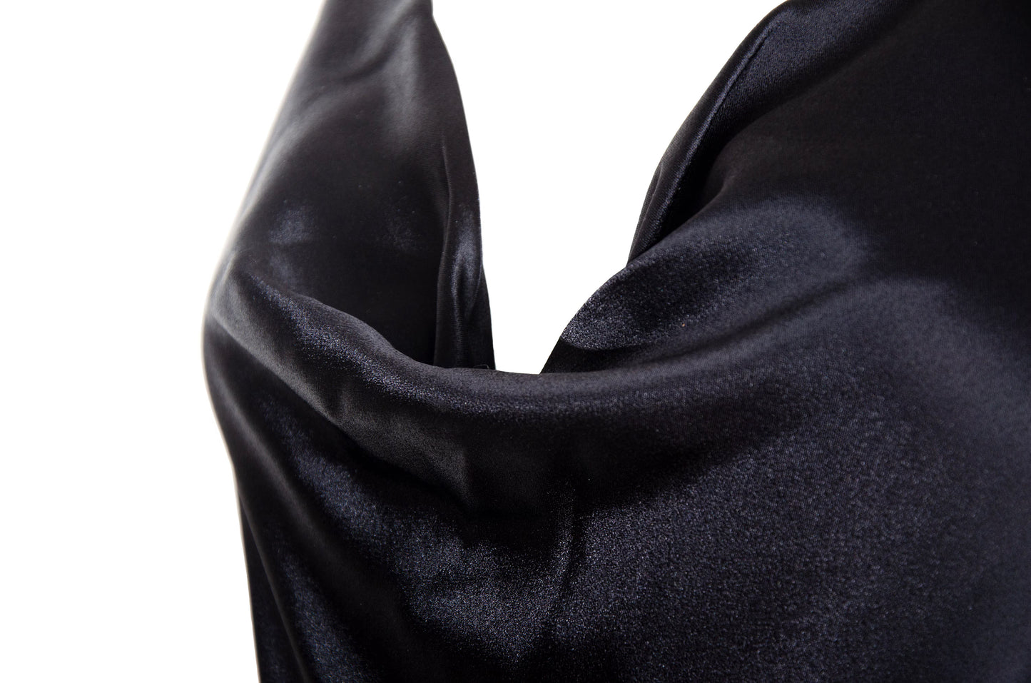 90s Plein Sud black shiny satin maxi floor length gown / Plein Sud draped cowl neck extra long evening slip dress / Made in Italy