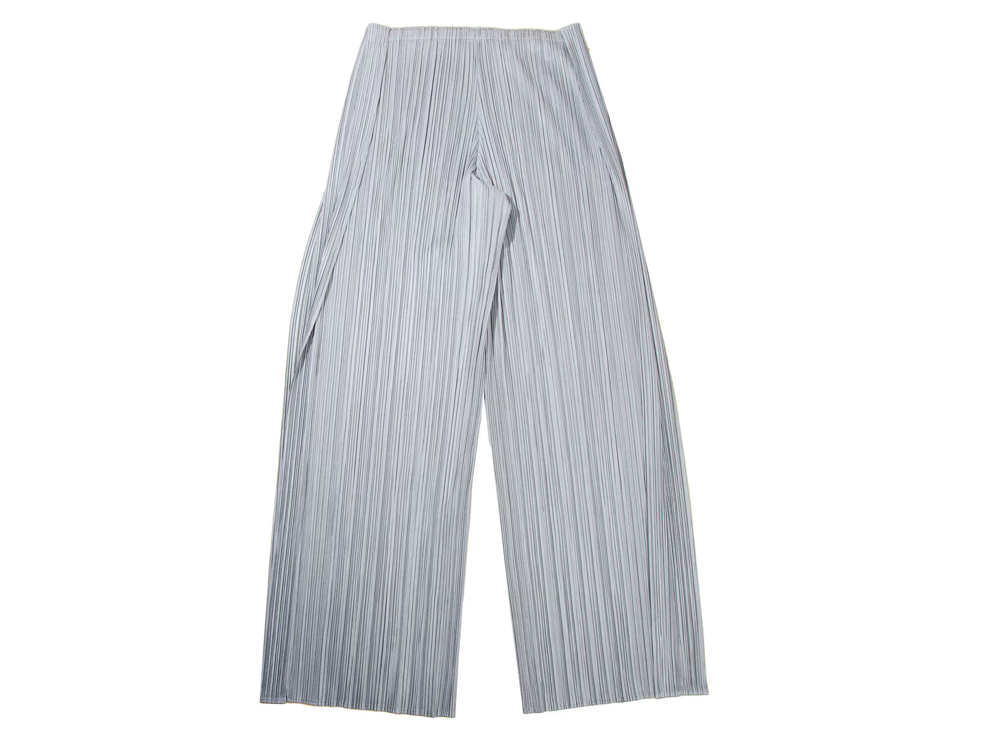 Issey Miyake Pleats Please wide leg light grey pants / Pleats Please folded waist large leg trousers / Made in Japan