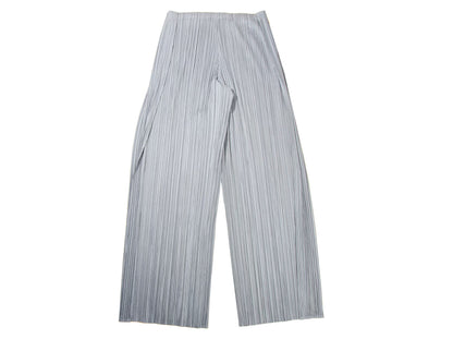 Issey Miyake Pleats Please wide leg light grey pants / Pleats Please folded waist large leg trousers / Made in Japan