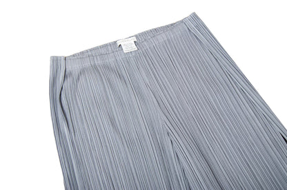 Issey Miyake Pleats Please wide leg light grey pants / Pleats Please folded waist large leg trousers / Made in Japan