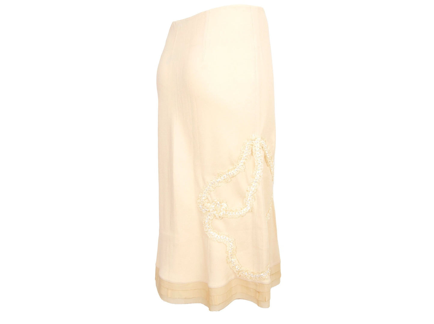 90s Prada silk slip skirt / 1990s vintage Prada pure silk crepe buttery yellow midi skirt / Made in Italy
