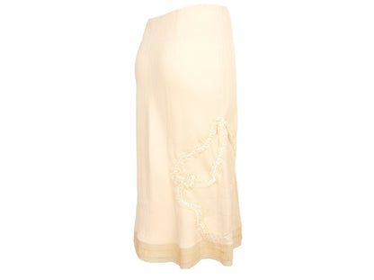 90s Prada silk slip skirt / 1990s vintage Prada pure silk crepe buttery yellow midi skirt / Made in Italy