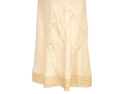 90s Prada silk slip skirt / 1990s vintage Prada pure silk crepe buttery yellow midi skirt / Made in Italy