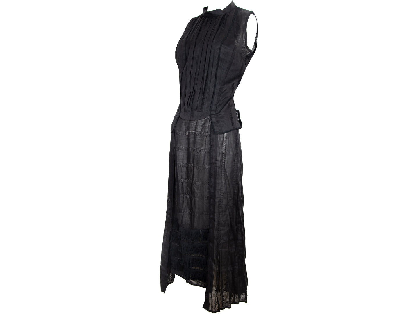 90s Atsuro Tayama black linen sleeveless maxi dress / Made in Japan