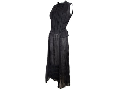 90s Atsuro Tayama black linen sleeveless maxi dress / Made in Japan