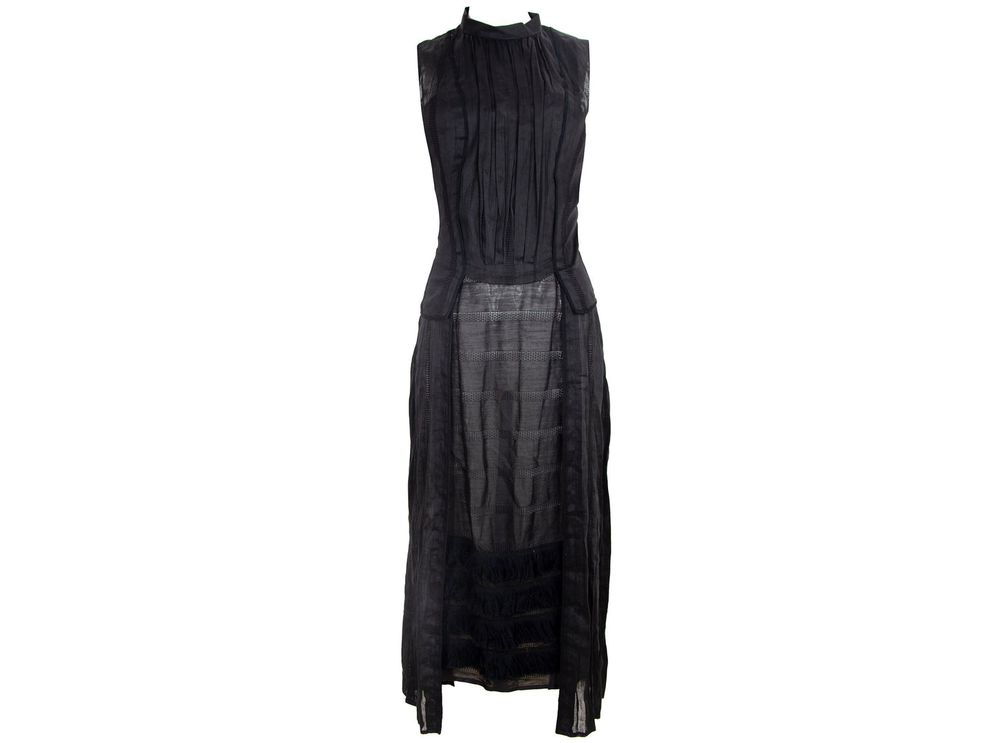 90s Atsuro Tayama black linen sleeveless maxi dress / Made in Japan
