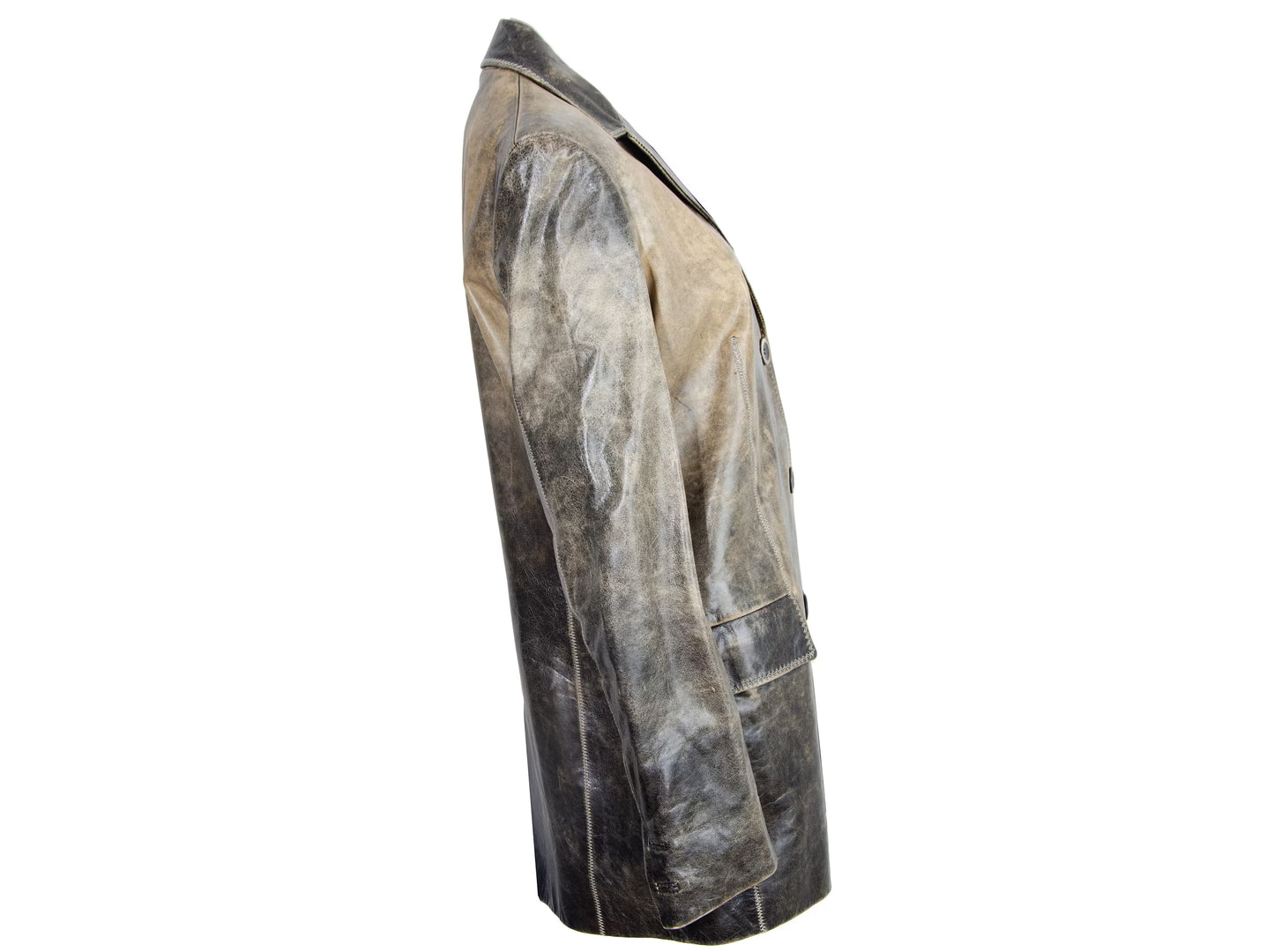 Vintage Roberto Cavalli distressed brown leather midi leather jacket / Made in Italy