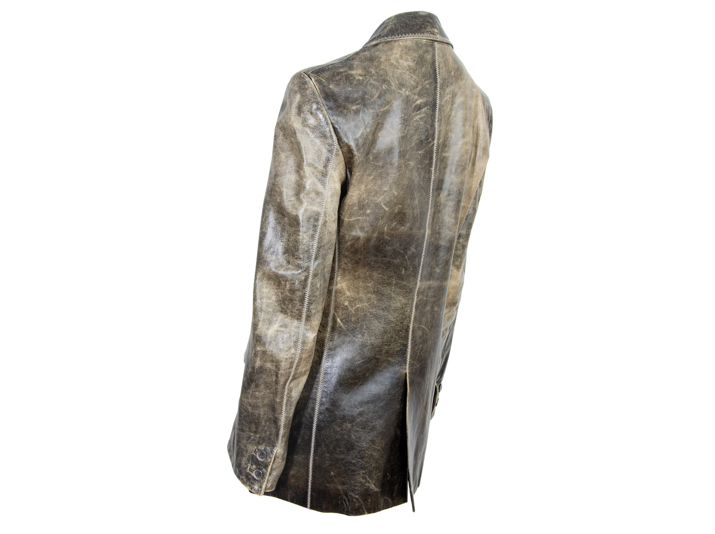 Vintage Roberto Cavalli distressed brown leather midi leather jacket / Made in Italy