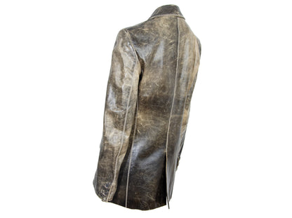 Vintage Roberto Cavalli distressed brown leather midi leather jacket / Made in Italy