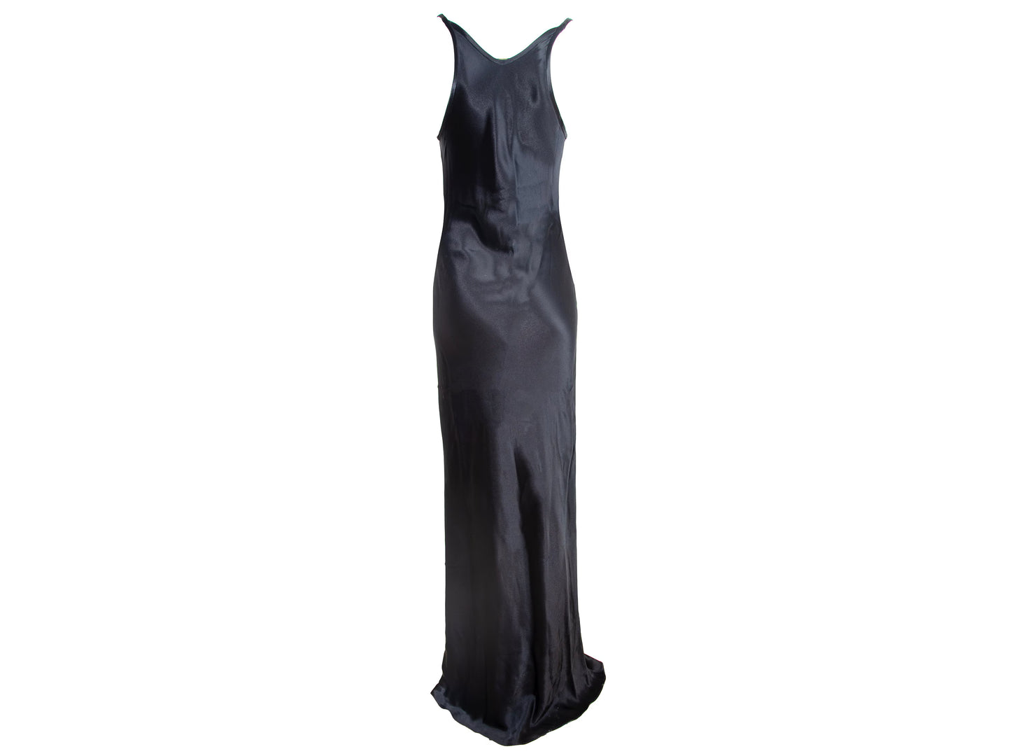 90s Plein Sud black shiny satin maxi floor length gown / Plein Sud draped cowl neck extra long evening slip dress / Made in Italy