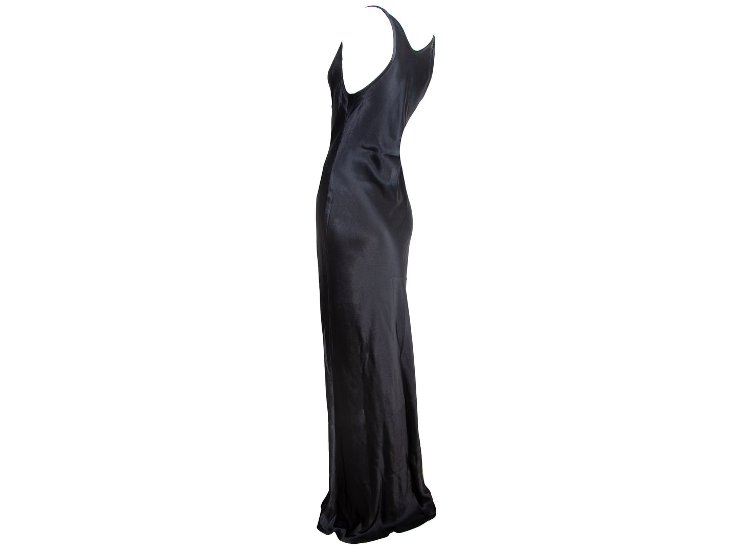 90s Plein Sud black shiny satin maxi floor length gown / Plein Sud draped cowl neck extra long evening slip dress / Made in Italy