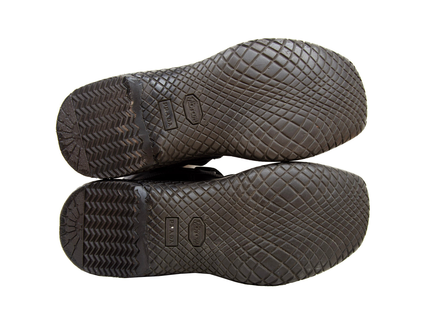 1999 archive Prada nylon Vibram boots / Prada chunky rubber wavy platform sole boots / Prada technical nylon square toe boots