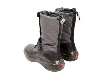 1999 archive Prada nylon Vibram boots / Prada chunky rubber wavy platform sole boots / Prada technical nylon square toe boots