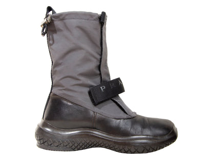 1999 archive Prada nylon Vibram boots / Prada chunky rubber wavy platform sole boots / Prada technical nylon square toe boots