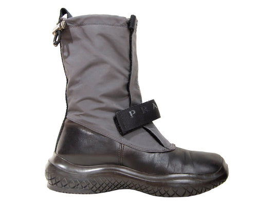 1999 archive Prada nylon Vibram boots / Prada chunky rubber wavy platform sole boots / Prada technical nylon square toe boots