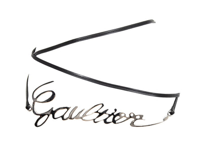 Jean Paul Gaultier cursive logo wrap belt / Archive JPG chrome spell out signature logo thin leather strap belt
