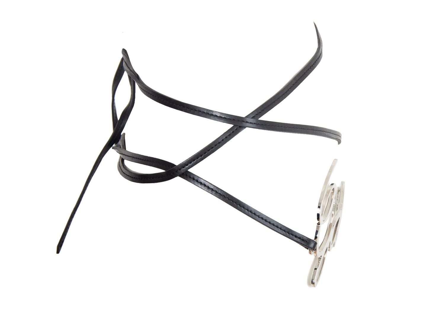 Jean Paul Gaultier cursive logo wrap belt / Archive JPG chrome spell out signature logo thin leather strap belt