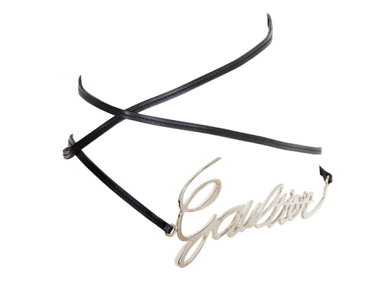 Jean Paul Gaultier cursive logo wrap belt / Archive JPG chrome spell out signature logo thin leather strap belt