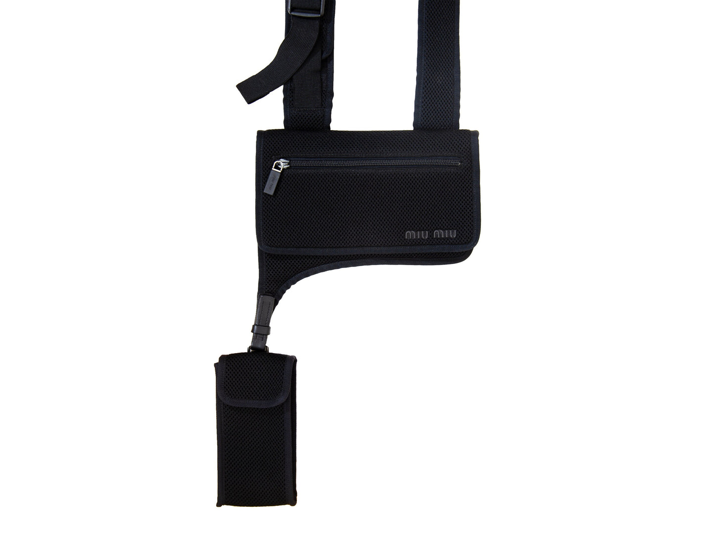 90s Miu Miu technical mesh crossbody bag / Archive Miu Miu bag with phone pouch / Made in Italy