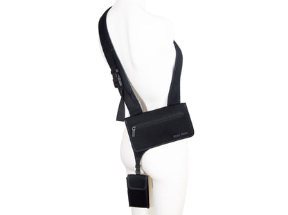 90s Miu Miu technical mesh crossbody bag / Archive Miu Miu bag with phone pouch / Made in Italy
