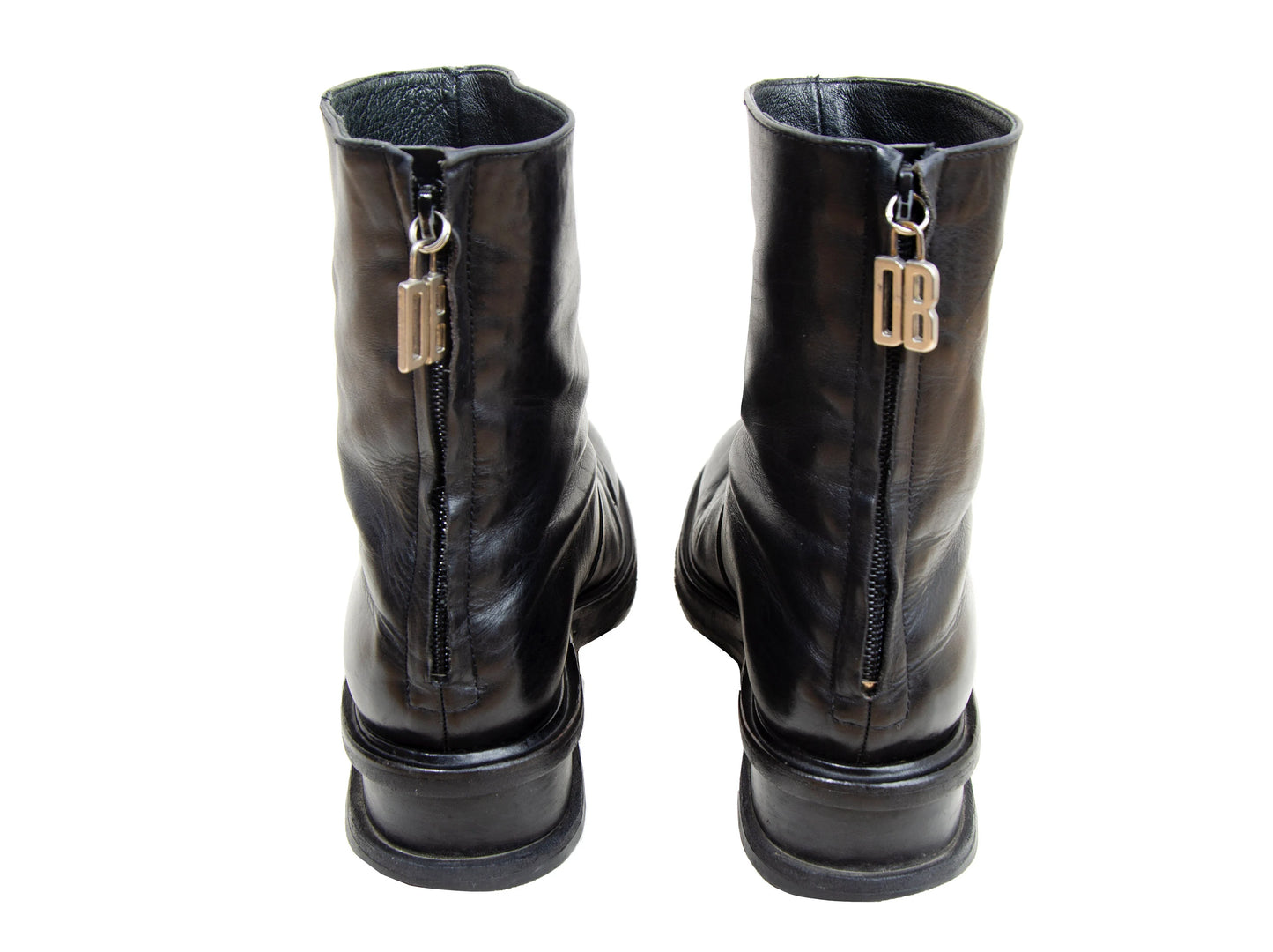1990s archive Dirk Bikkembergs black leather back zip ankle boots / Wedge platform mountaineering boots / Dirk Bikkembergs ski boots