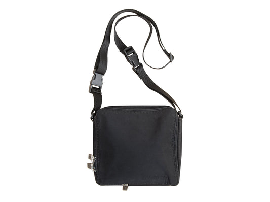 90s Miu Miu black technical cube shape bag / Vintage archive sporty Miu Miu crossbody bag / Made in Italy