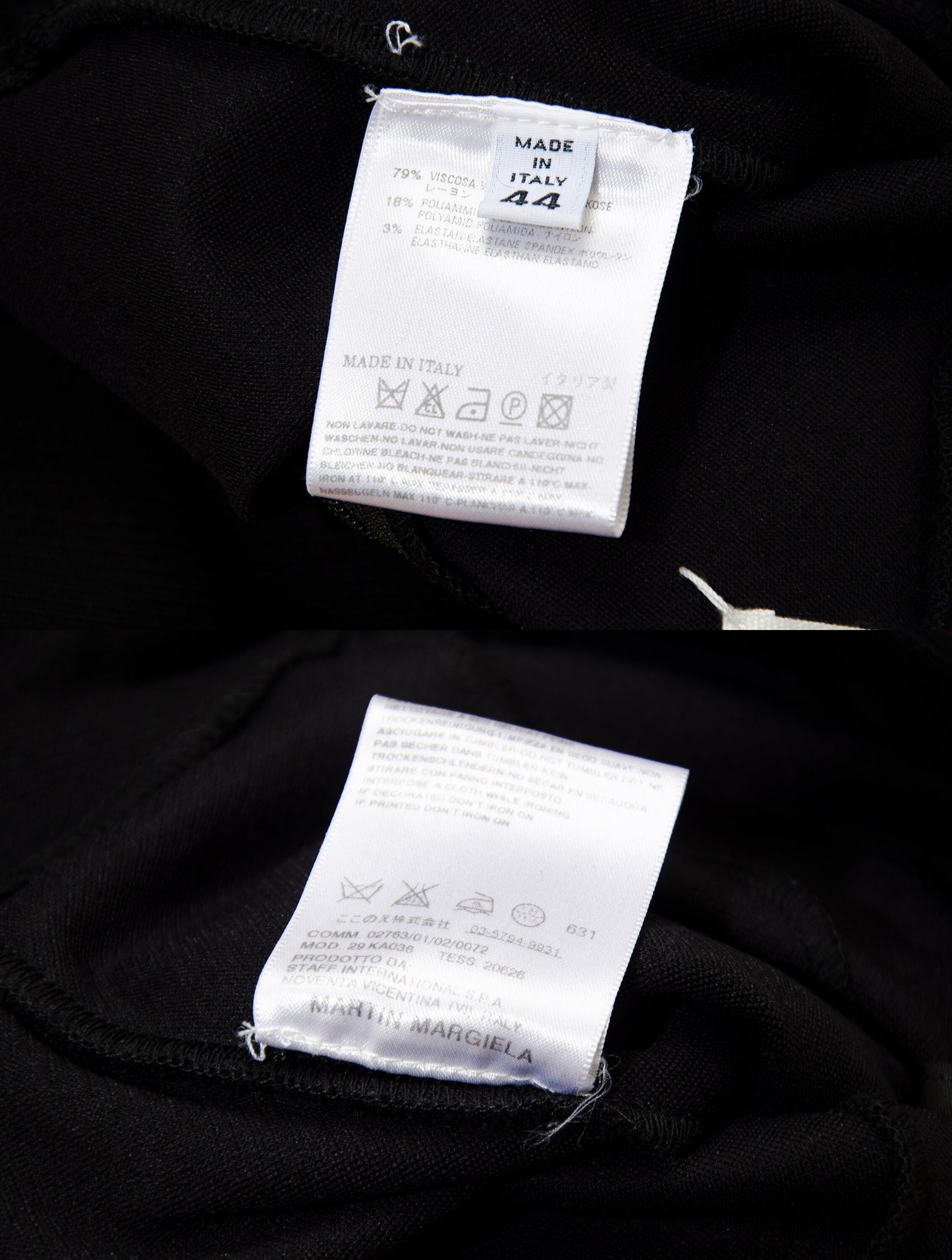 Maison Martin Margiela vintage black stirrup pants with integrated skirt / Margiela blank label runway high waist pants / Made in Italy