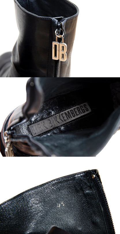 1990s archive Dirk Bikkembergs black leather back zip ankle boots / Wedge platform mountaineering boots / Dirk Bikkembergs ski boots